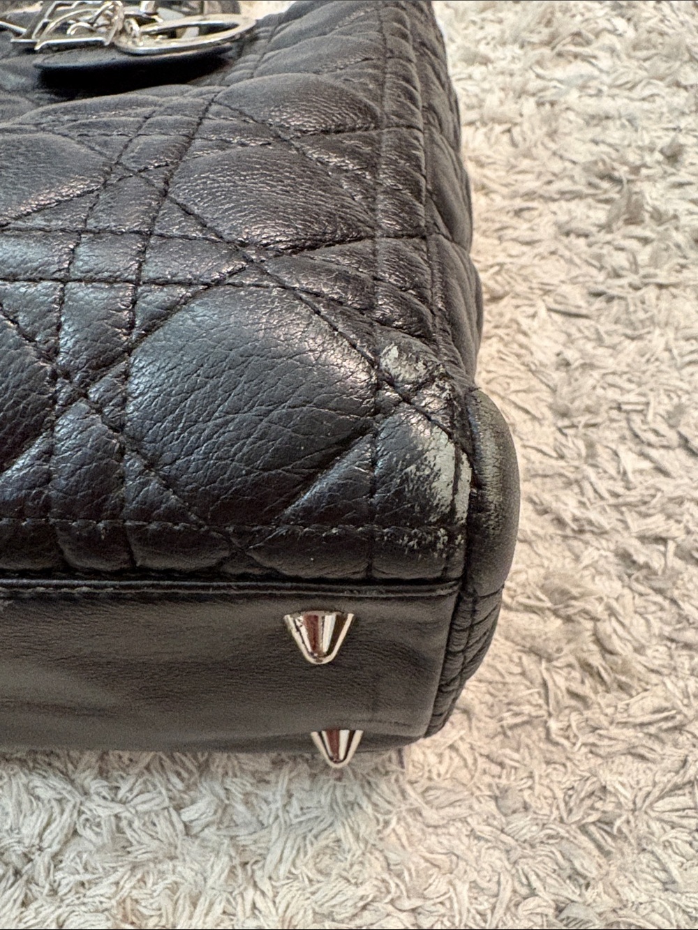Black Quilted Leather Satchel Handbag - Designer Style - Picture 2 of 13